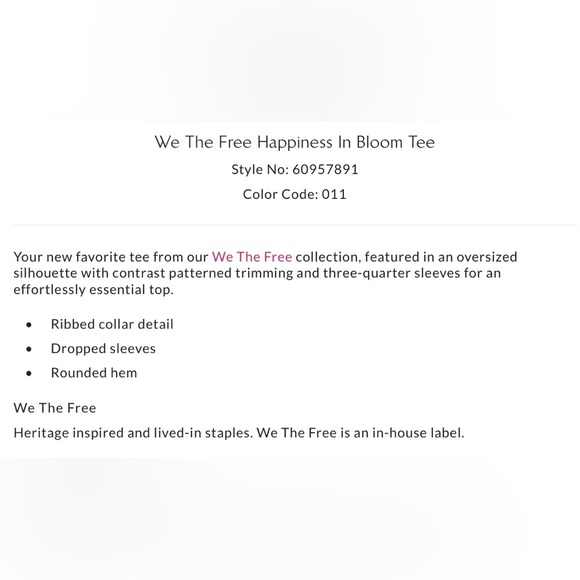 NWT Free People S We the Free Happiness in Bloom Tee in Ecru Combo New $98 Tunic - Picture 7 of 9